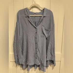 Free People Blue Striped Oversized Buttondown Tunic – Size M